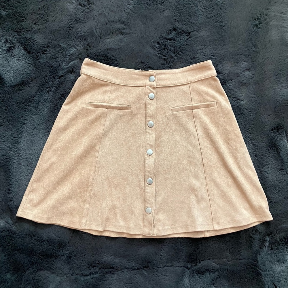 Tan Button-Front Women's Skirt